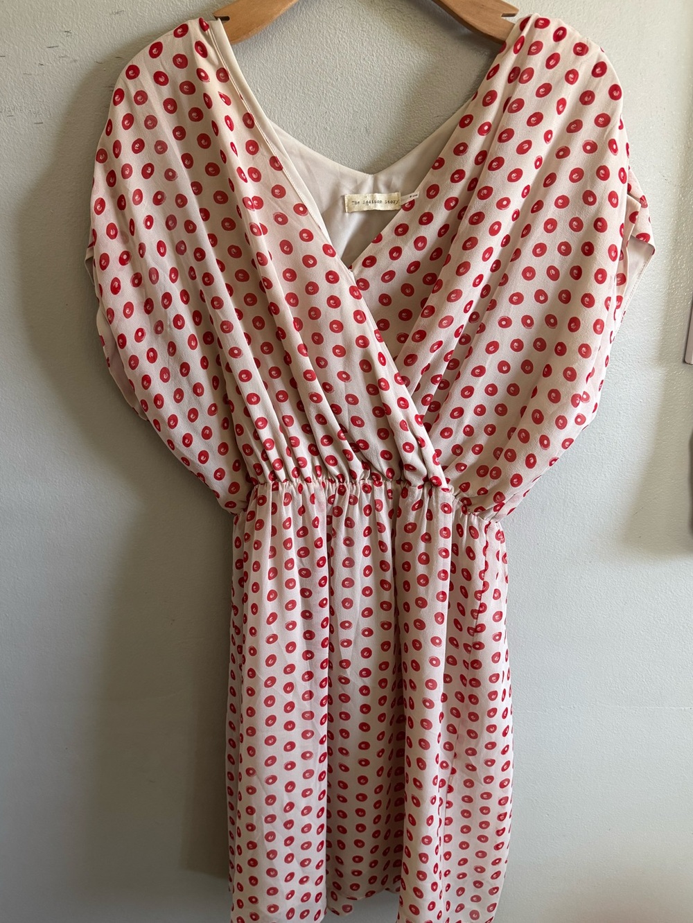 Anthropologie The Addison Story Red Silk Collecting Dots Dress sz medium - Picture 2 of 7